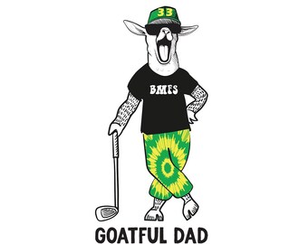 BMFS Sticker Goatful Dad golf version by Grateful Sweats 5" h x 2.75" w vinyl BMFS Sticker