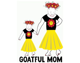 Sticker BMFS Goatful Mom avec version enfant par Grateful Sweats en vinyle 5 po. x 3,5 po. l. Sticker BMFS
