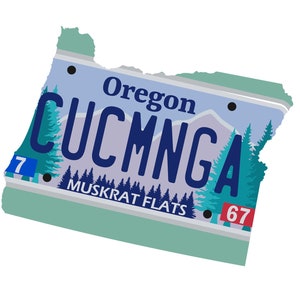 OR Grateful Sweats States & Plates sticker 3" vinyl Oregon shape + license plate design