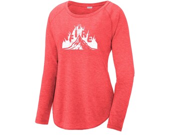 Grateful Sweats Ladies Scoop neck Long Sleeve Fire on the Mountain ladies triblend tee Fire on the Mountain Subtle Deadhead t-shirt