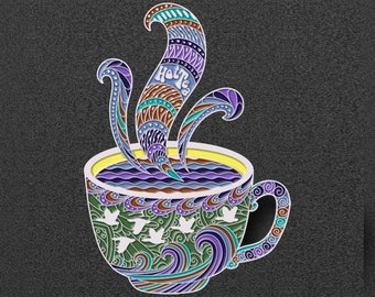 Hot Tea Pin Ayahuasca Dream Goosey Pin 2" Collector pins LE 20 from Grateful shop Inspired by the song Hot Tea