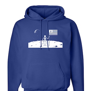 Grateful Sweats Fleece Hoodie Unisex Deep Royal Standning On The Moon Dead lot t Subtle Dead hoodie from my Grateful shop