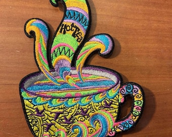 Grateful Sweats Patch Hot Tea Goose inspired Embroidered Patch/Applique: Neon Colors, Iron-or-Sew-On (5")