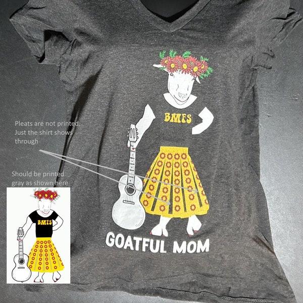 DISCOUNTED Goatful Mom Guitar BMFS Shirt Ladies V-neck Misprinted No pleats on skirt BMFS lot t Subtle song t-shirt-cool tour shirt