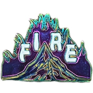 Grateful Sweats Fire on the Mountain Pin, For Your Pin Board, or Pin Trading, Fire on the Mountain Design Rainbow Metal/Adonized