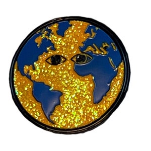 Grateful Sweats Pin, For Your Pin Board, or Pin Trading, 3D Die Cast Pins, Eyes of the World, Gold and Lt. blue