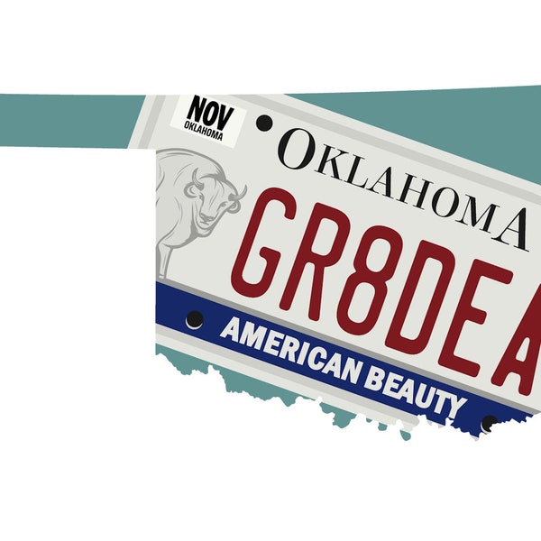 OK Grateful Sweats States & Plates sticker by Grateful Sweats sticker 3" vinyl Grateful Sticker Oklahoma shape + license plate design