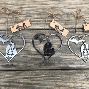 Michigan Heart Tree Christmas Ornament