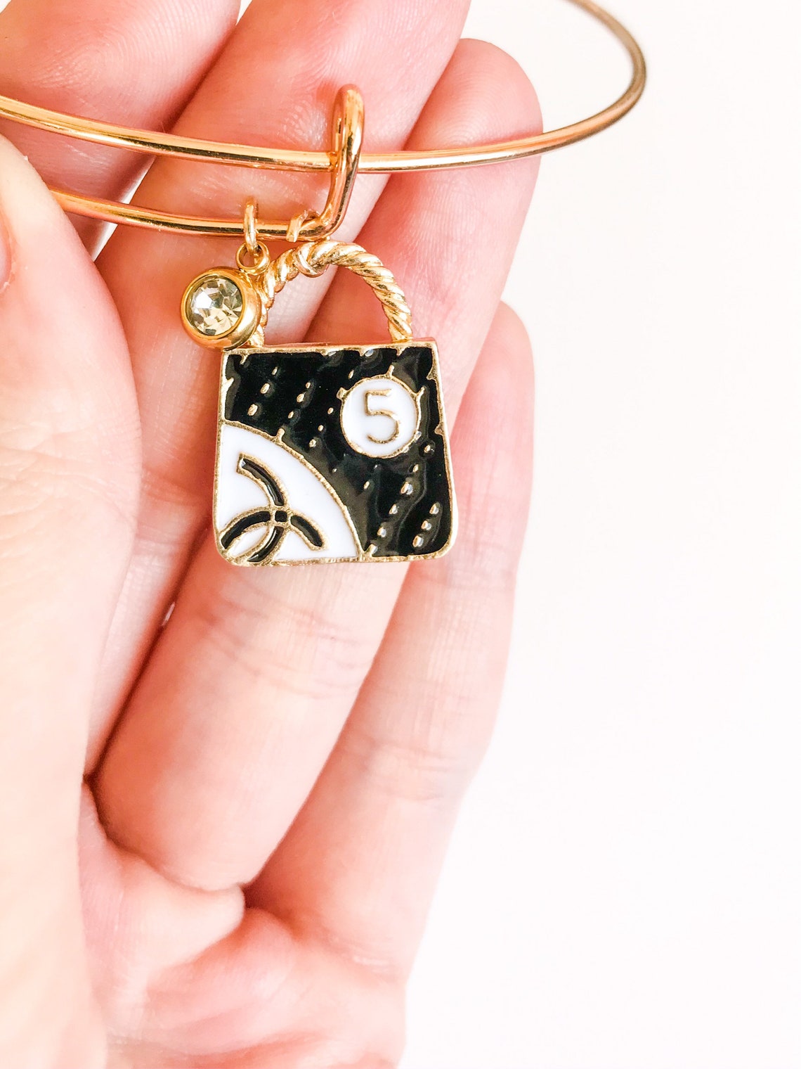 Black designer bag charm bracelet // free US shipping Etsy