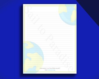 Enjoy Life Forever Earth Stationery - Writing Paper JW - Stationary - JW Gifts - Instant Download - Ruled & Blank Version included