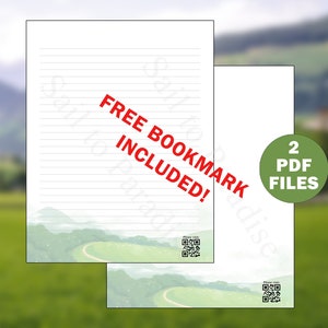 Green Scenery - JW Letter Writing Stationery with QR Code - Writing Paper JW - Stationary - Instant Download - Ruled & Blank Version