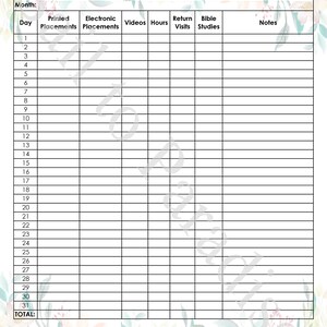 Monthly Field Service Tracker, JW Digital PDF, JW Ministry Organizer image 2