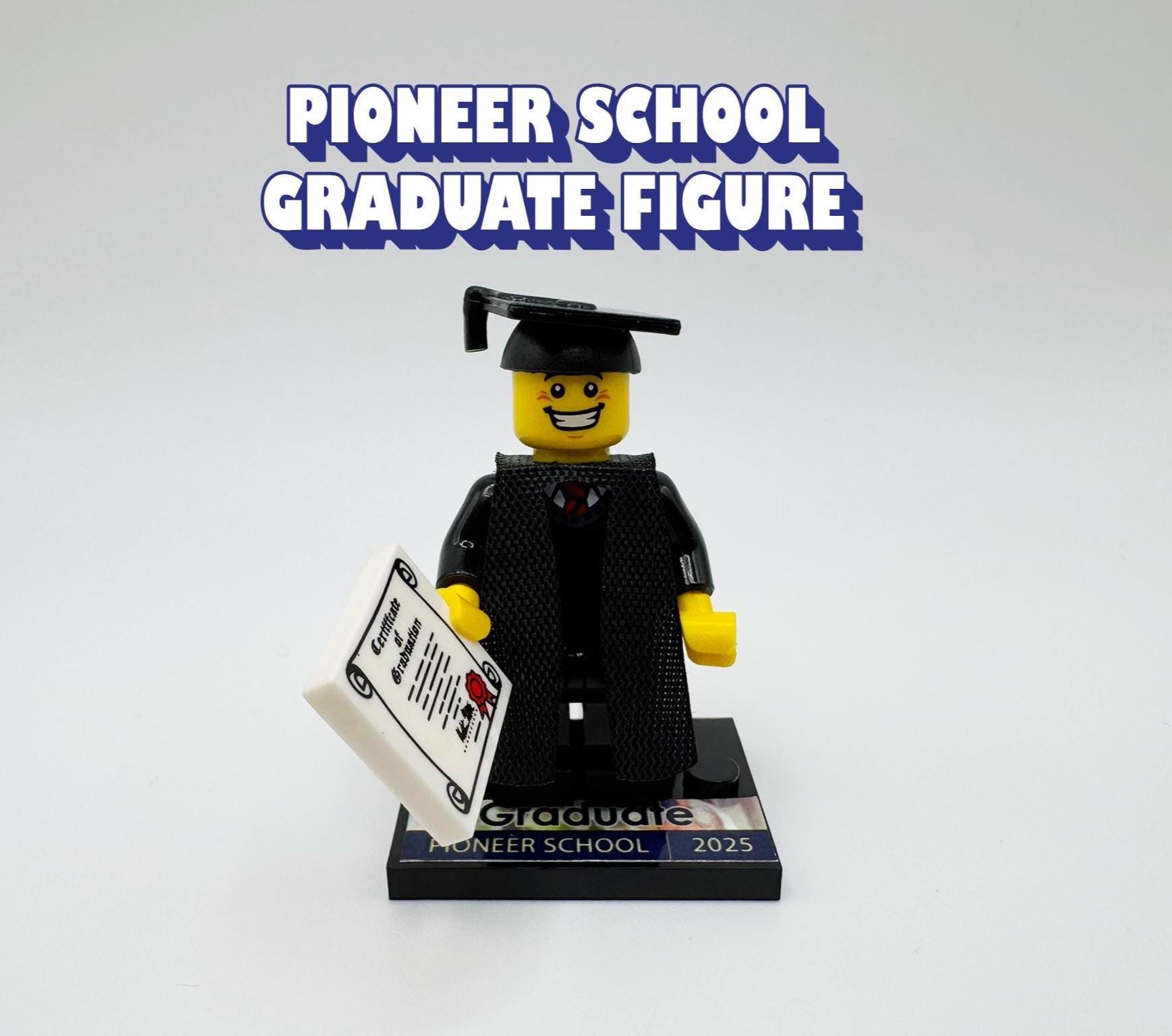 JW Pioneer School Graduation Minifigure Kit – Buildable Brother or Sister Gift – Custom Name Option – Ministry Keepsake