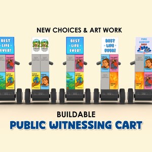 Custom Buildable Public Witnessing Cart – Made with Lego Pieces - JW Pioneer Gift, Mini Buildable Literature Stand, Convention Gift Idea