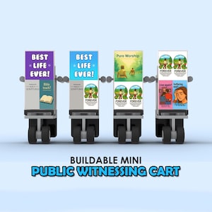 Buildable Custom JW Public Witnessing Cart – Compact Literature Cart Kit, Custom Mini Display, Pioneer or Convention Gift