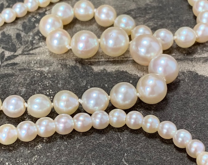 Art Deco 9ct Gold Diamond Clasp, Vintage Cultured Pearl Necklace, Early 20th Century