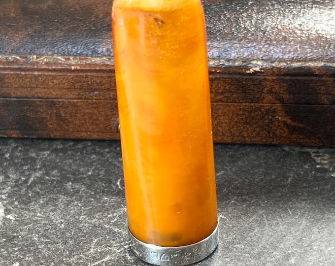 Antique Cheroot Holder 1924–25 | Chester Hallmarked Sterling Silver | Amber Celluloid | Vintage Tobacciana | Collectors Piece