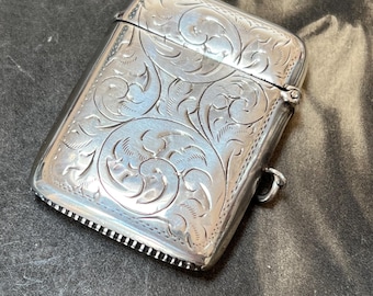 Antique Sterling Silver Vesta Locket: Art Deco Forget-Me-Not Keepsake, 1920