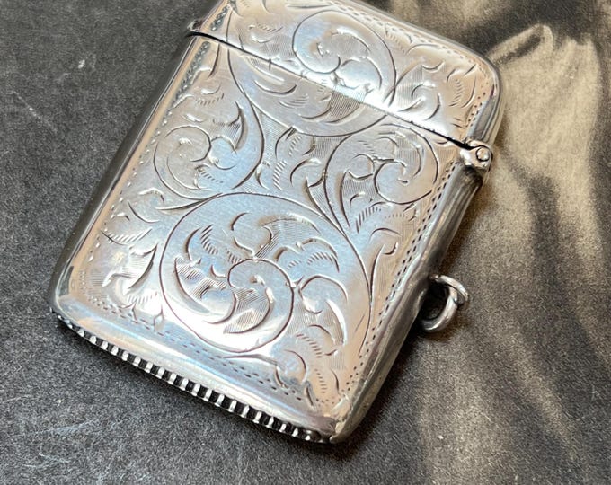 Antique Sterling Silver Vesta Locket: Art Deco Forget-Me-Not Keepsake, 1920