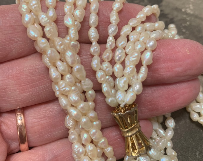 Vintage Freshwater Pearl Necklace: 6-Strand Bridal Jewelry