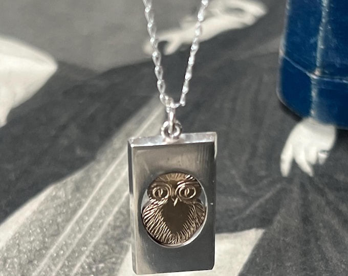 Vintage Nina Breddal Owl Pendant Necklace, Silver Scandinavian Designer Jewellery