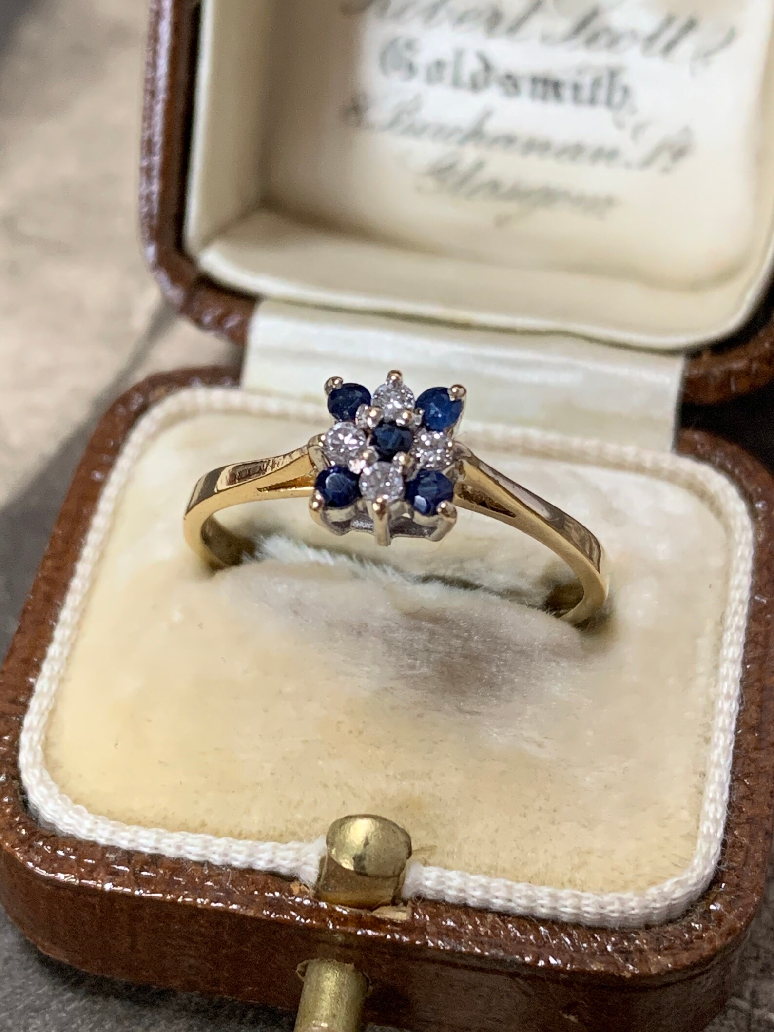 18ct gold sapphire and diamond cluster engagement ring UK Etsy