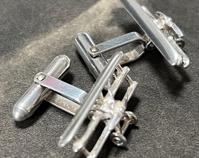 Sterling Silver Sopwith Triplane Cufflinks | Vintage Aeroplane Jewelry