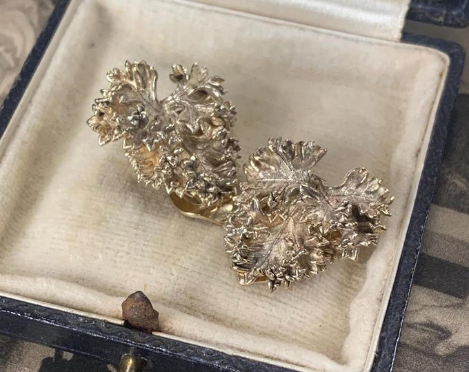 Flora Danica Parsley Earrings: Vintage Sterling Silver Clip-On earrings
