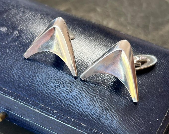 1960s Vintage Danish Silver Cufflinks by Svend Christian Fogh SCF, Mid-Century Modernist