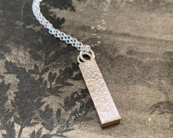Eco Sterling Silver Hammered Ingot Pendant Necklace, Recycled Silver