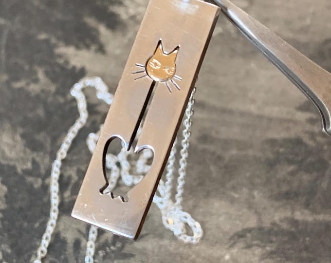Vintage Kupittaan Kulta 925 Silver Cat Pendant. Nina Breddal 1970s Scandinavian Jewellery