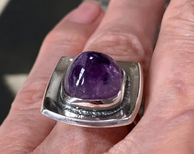 Brodrene Bjerring Sterling Silver Amethyst Ring - 1970s  Danish designer
