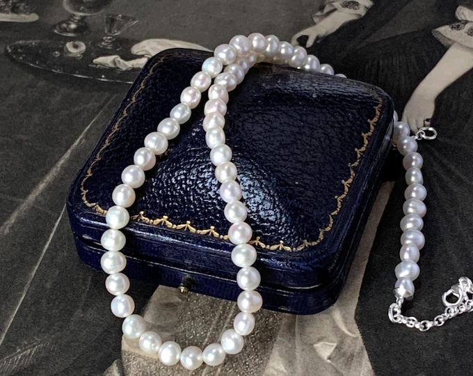 Unisex Pearl Necklace, 925 Silver Pearl Gift, Minimalist Jewellery