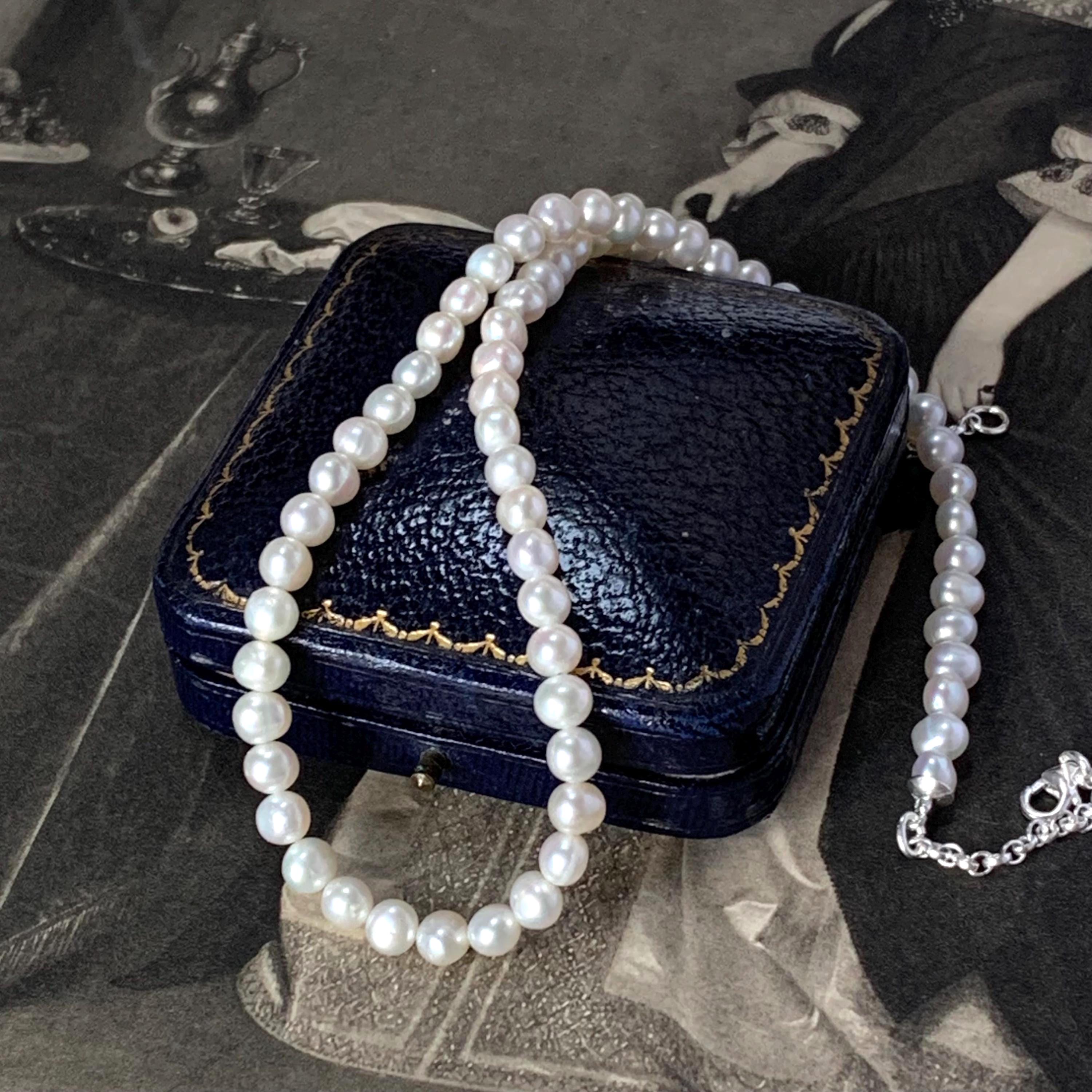Unisex Pearl Necklace, 925 Silver Pearl Gift, Minimalist Jewellery