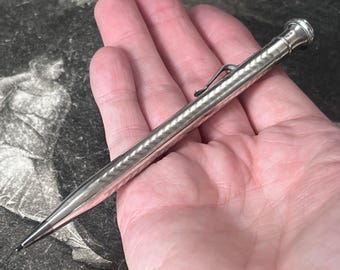 Vintage Sterling Silver Eversharp Mechanical Pencil, 1931 London Hallmarked Chevron Design