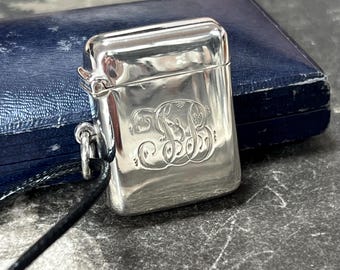 Edwardian Sterling Silver Vesta Case Pendant, Chester 1908 Hallmarked Keepsake Locket by J.R. Atteborough