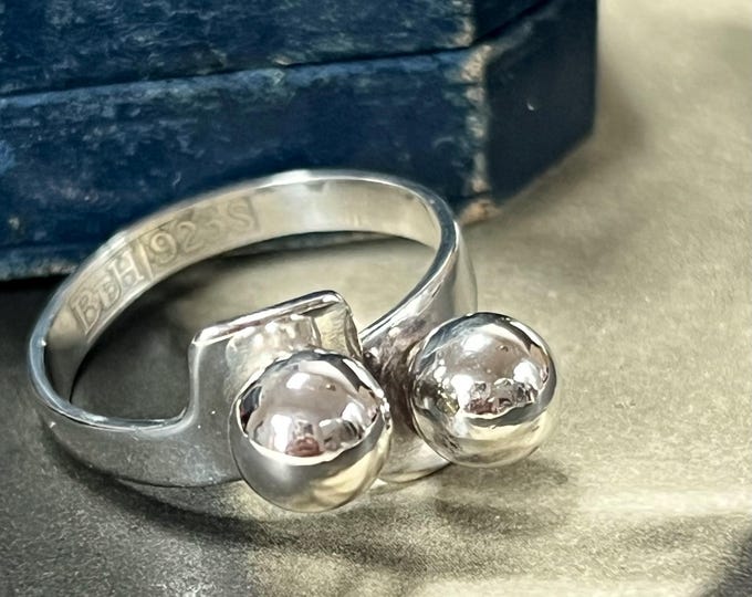 Bengt Hallberg Silver Ring, Vintage Swedish Modernist Bypass Ring, Scandinavian 925 Silver, Sculptural Design