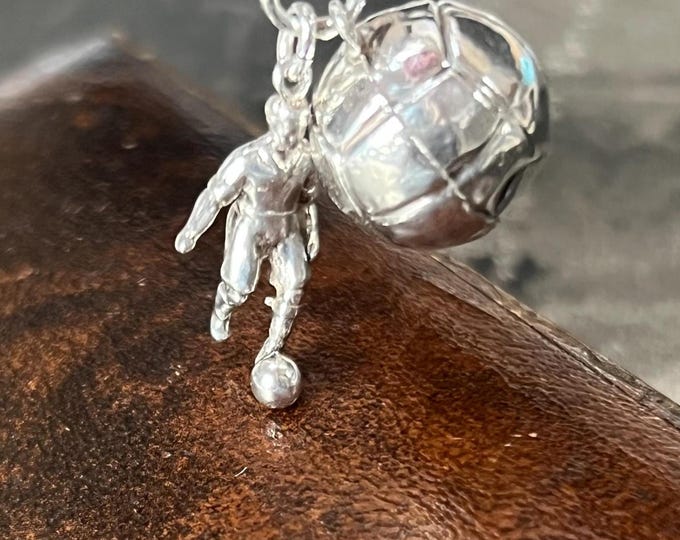 Football charm Necklace • Vintage sterling silver Charm Pendant chain