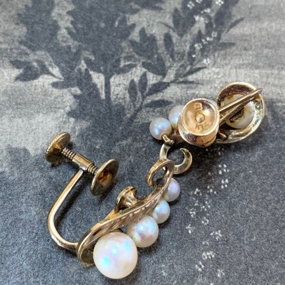 Mid century Mikimoto pearl gold earrings. Akoya g… - image 7