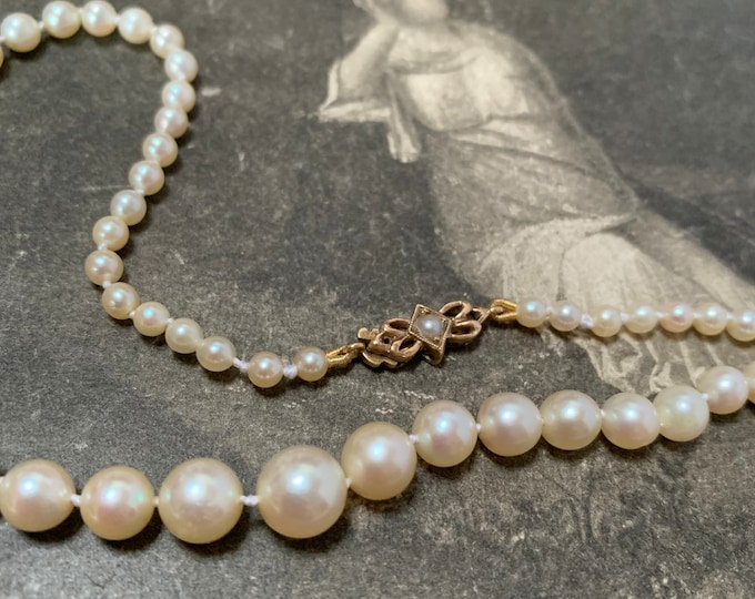Vintage 1960 Akoya Pearl Choker: 9ct Gold Clasp, English Hallmark