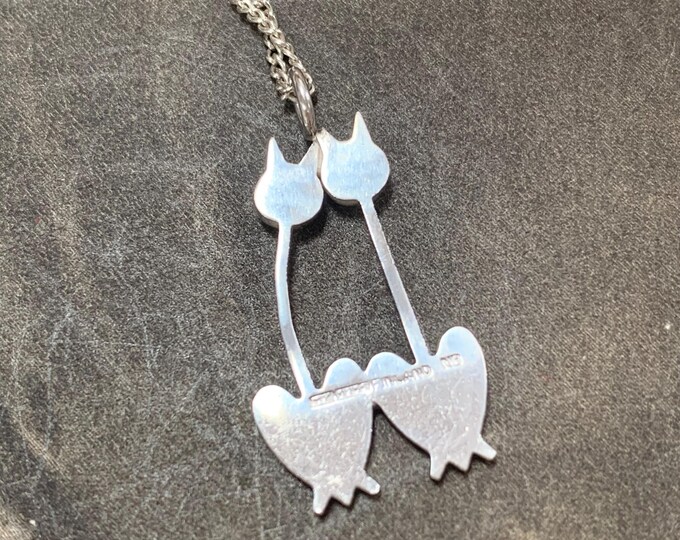 Vintage Siamese Cat Pendant: Nina Breddal Sterling Silver, Kupittaan Kulta Finland