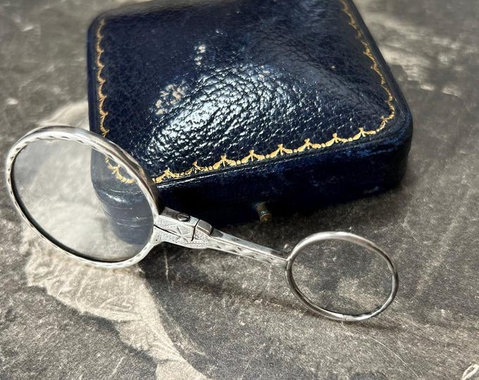 Antique Victorian Quizzing Glass | Edwardian Silver Reading Magnifying Glass | 19th Century Spectacle Lens | Collectible