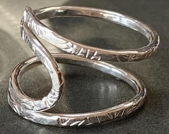 Artisan Engraved Sterling Silver Ring: Recycled Eco-Silver, London Hallmark