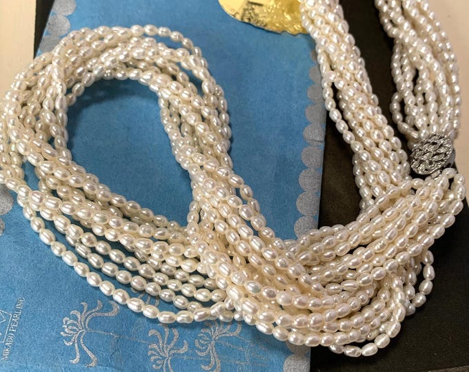 Vintage 1960s Mikado Freshwater Pearl 10-Strand Necklace