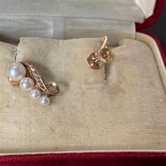 Mid century Mikimoto pearl gold earrings. Akoya g… - image 9