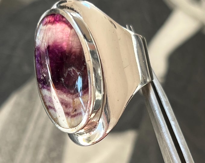 David Scott Walker Sterling Silver Blue John Ring | Sheffield Hallmarked Statement Ring