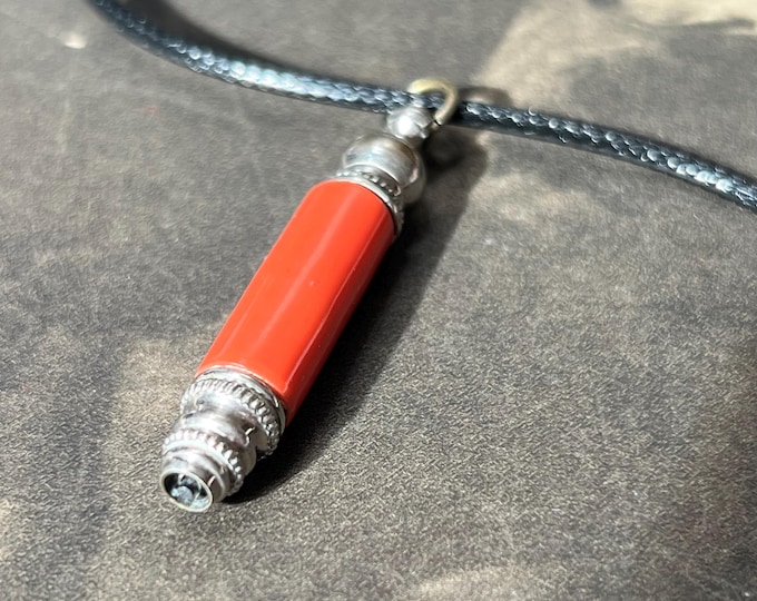 Vintage Coral Pencil Pendant Necklace | Working Mechanical Charm (18" Cord)