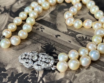 Art Deco Pearl Bracelet | Antique Sterling Silver Clasp, Circa 1930s