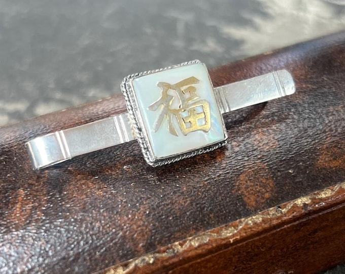 Antique Chinese Silver Mother of Pearl Blessings Pendant