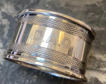 1918 Sterling Silver Napkin Ring Decorative Wedding Tableware Birmingham Hallmarked  15 grams silver